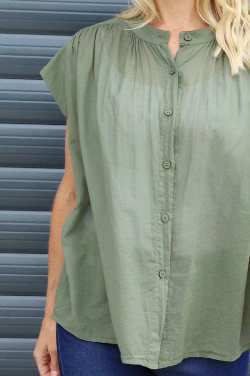 Irena Cotton Blouse Khaki - Image 3