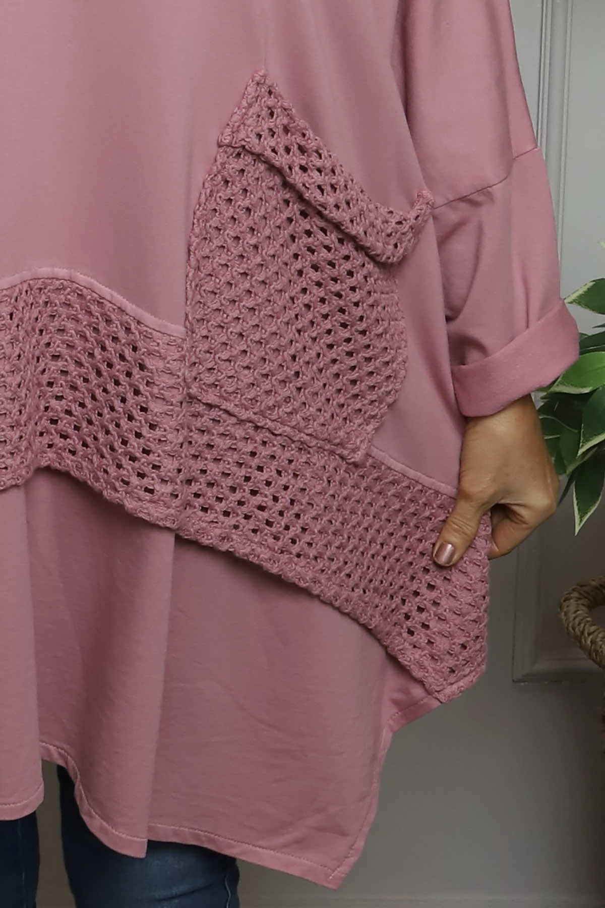 Mozelle Crochet Detail Cotton Top Grape