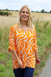 Morgan Print V-Neck Top Orange