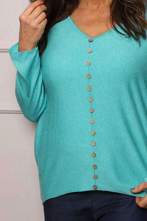 Blythe Button Detail Top Aqua - Image 3