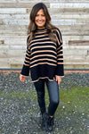 Asher Stripe Jumper Black/Camel