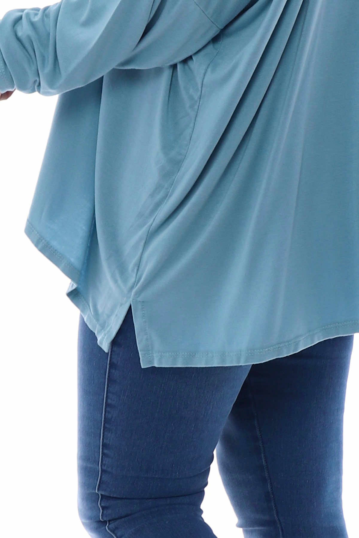 Lucy V-Neck Cotton Top Blue