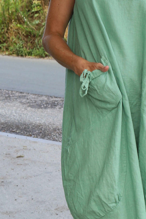 Holkham Linen Dress Sage Green - Image 2