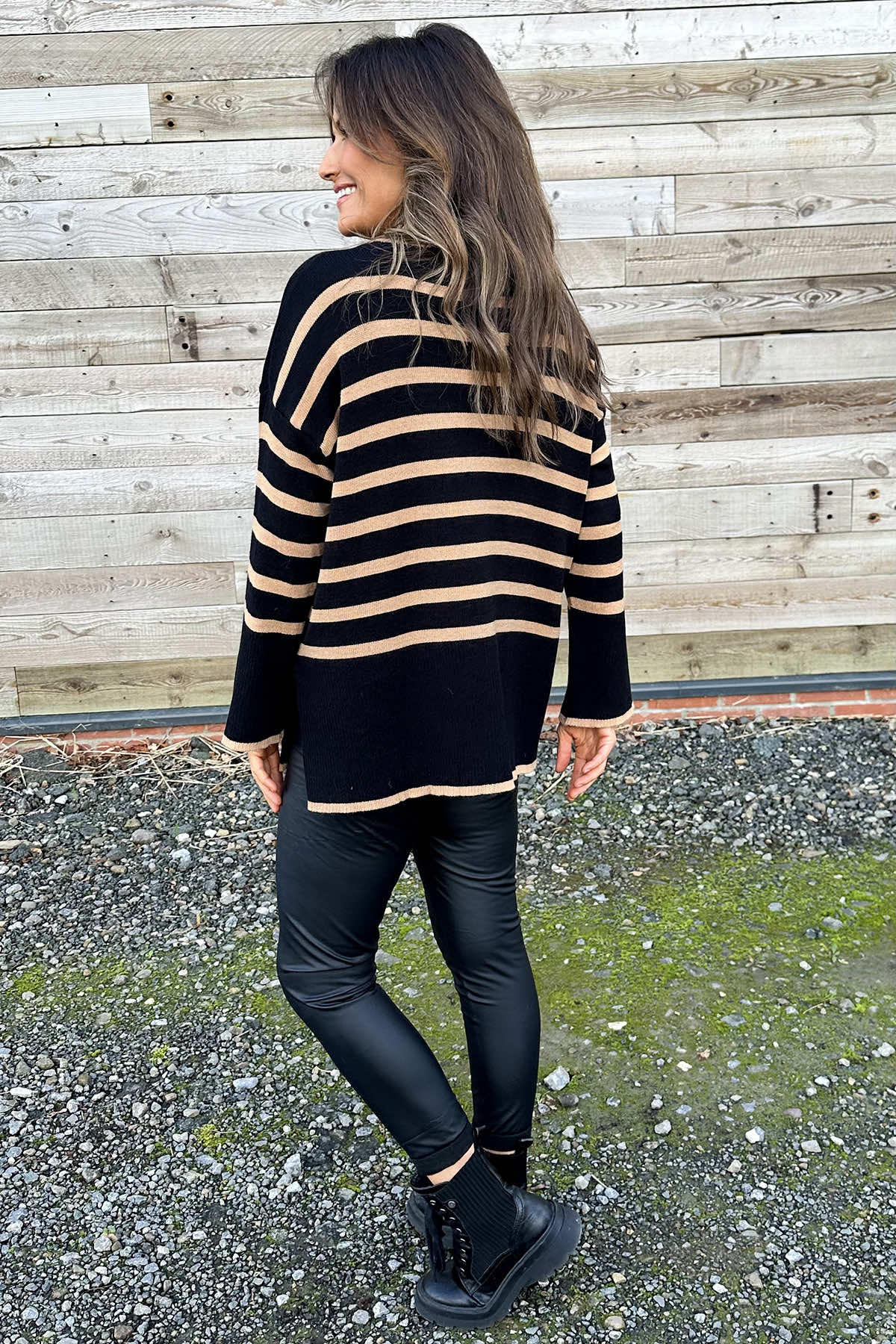 Asher Stripe Jumper Black/Camel