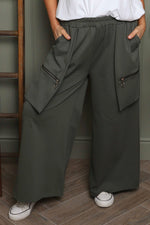 Opaline Zip Pocket Cotton Trousers Khaki Khaki - Opaline Zip Pocket Cotton Trousers Khaki