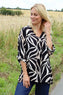 Morgan Print V-Neck Top Black