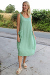 Holkham Linen Dress Sage Green