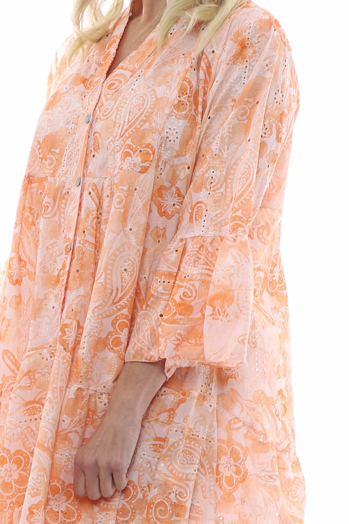 Great Ayton Broderie Anglaise Maxi Dress Orange