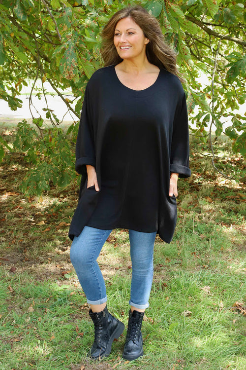 Beverley Oversize Knitted Top Black - Image 1