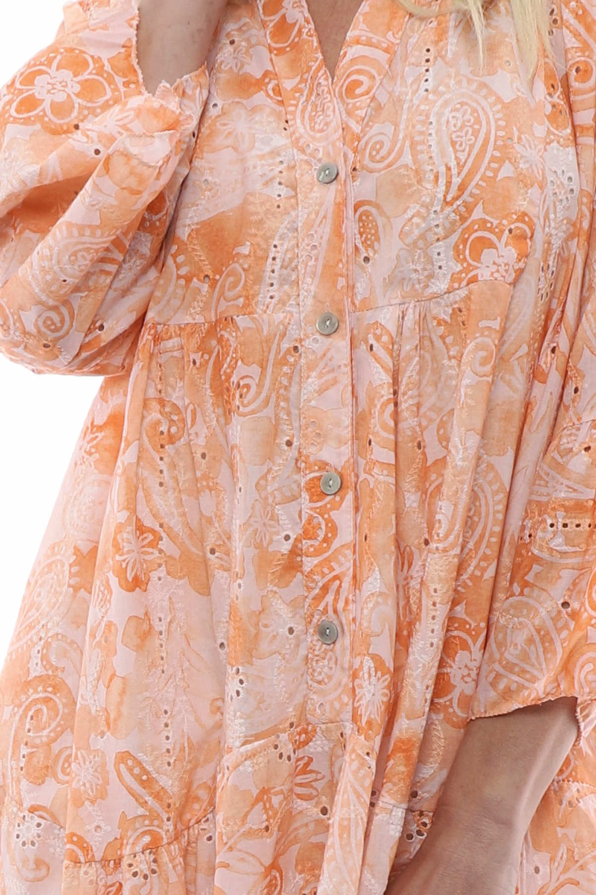 Great Ayton Broderie Anglaise Maxi Dress Orange