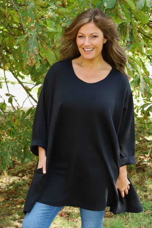 Beverley Oversize Knitted Top Black - Image 2