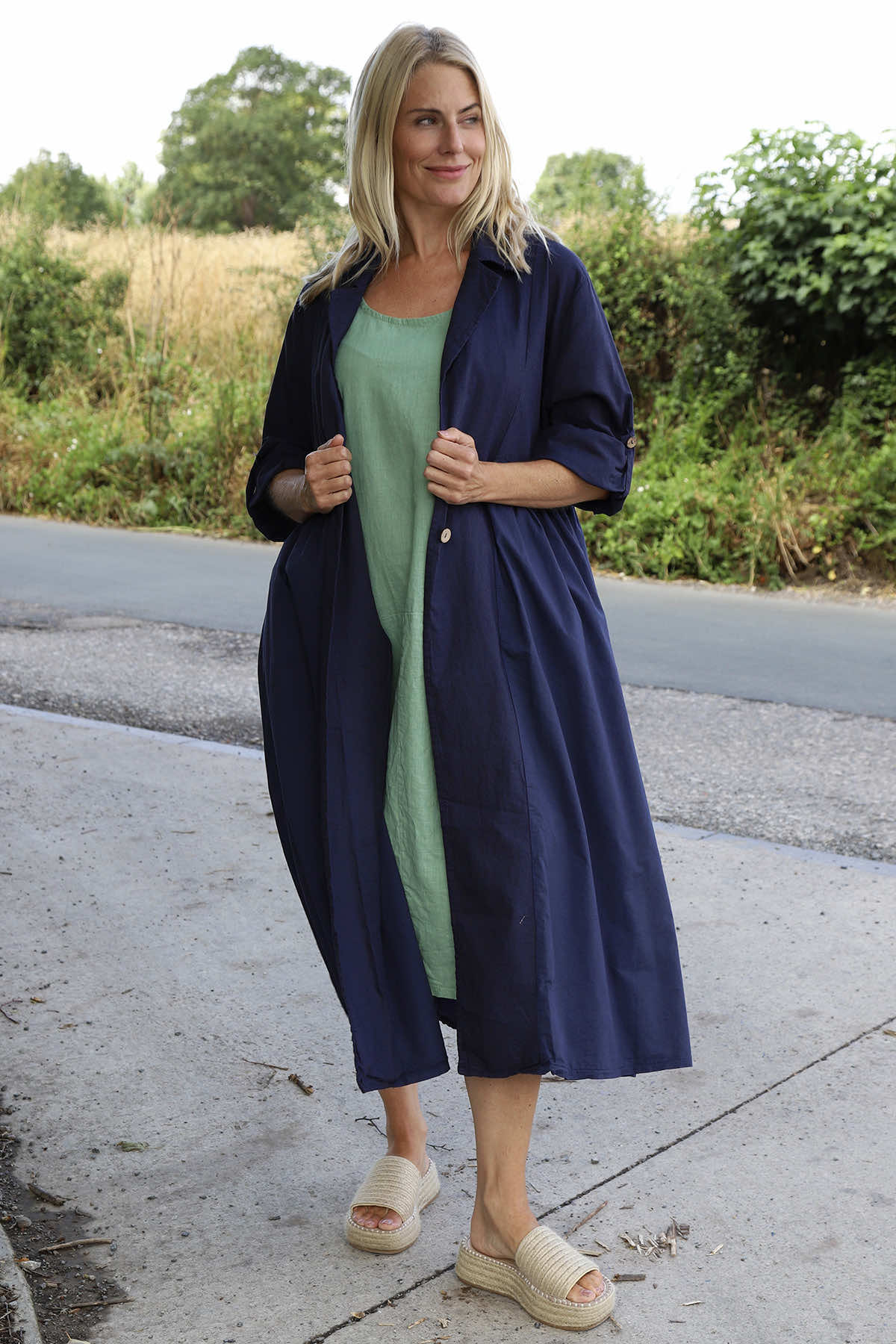 Holkham Linen Dress Sage Green
