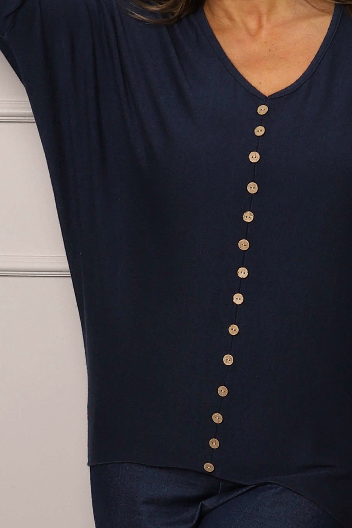 Blythe Button Detail Top Navy