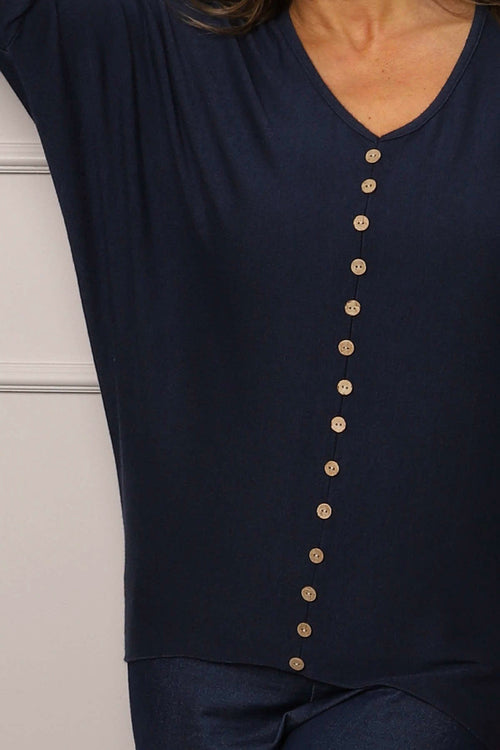 Blythe Button Detail Top Navy - Image 3