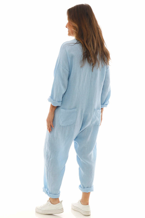 Paulton Linen Boilersuit Light Blue - Image 6