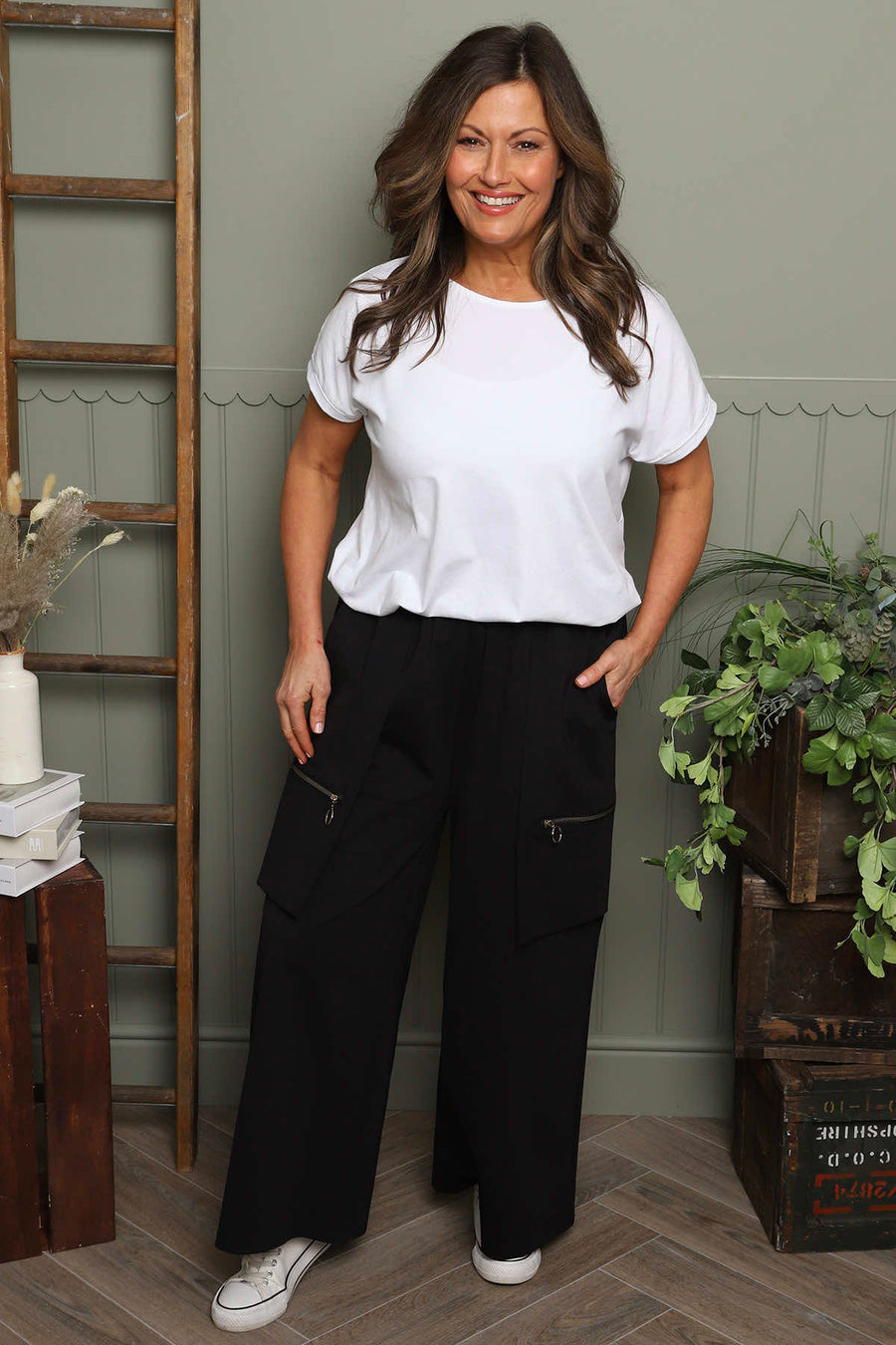 Opaline Zip Pocket Cotton Trousers Black
