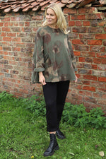 Rachel Print Needlecord Top Khaki Khaki - Rachel Print Needlecord Top Khaki