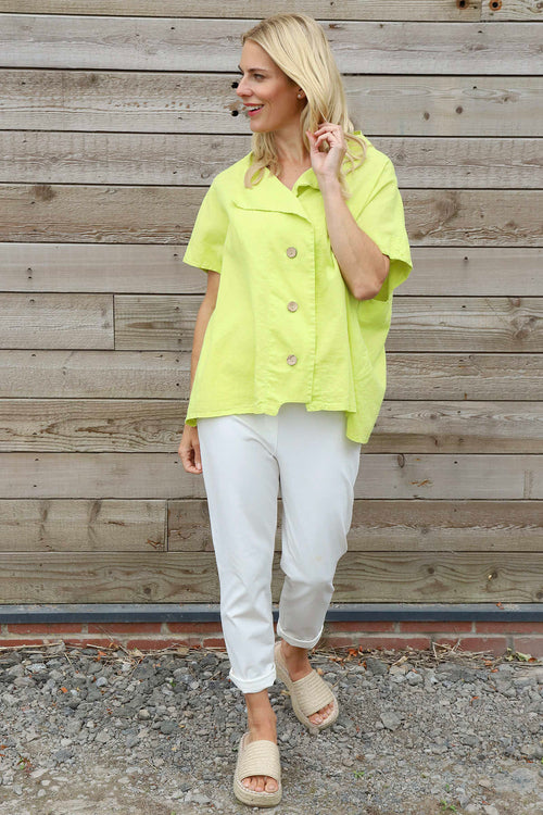 Sabella Linen Shirt Lime - Image 2