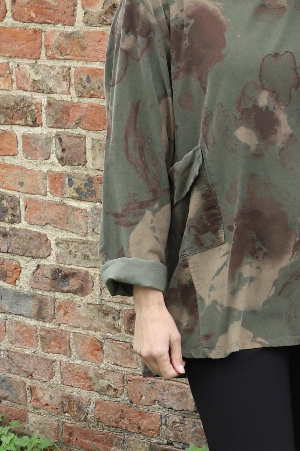 Rachel Print Needlecord Top Khaki