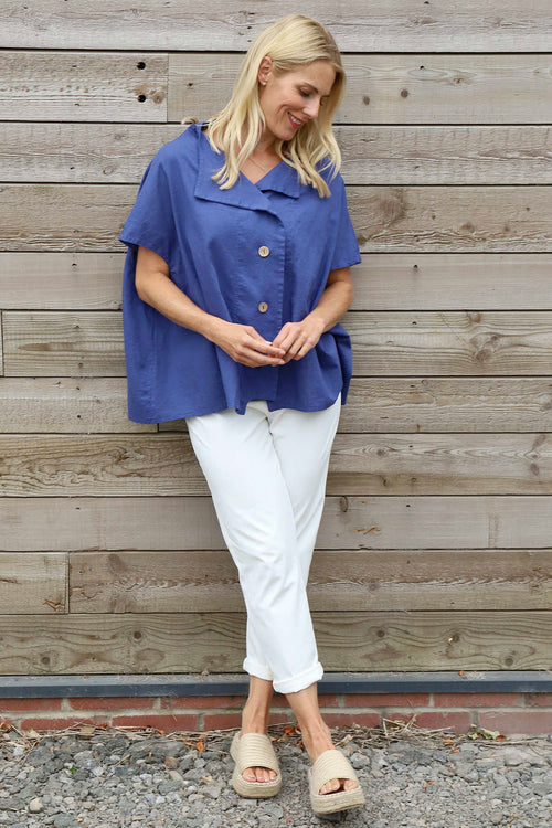 Sabella Linen Shirt Royal Blue - Image 2