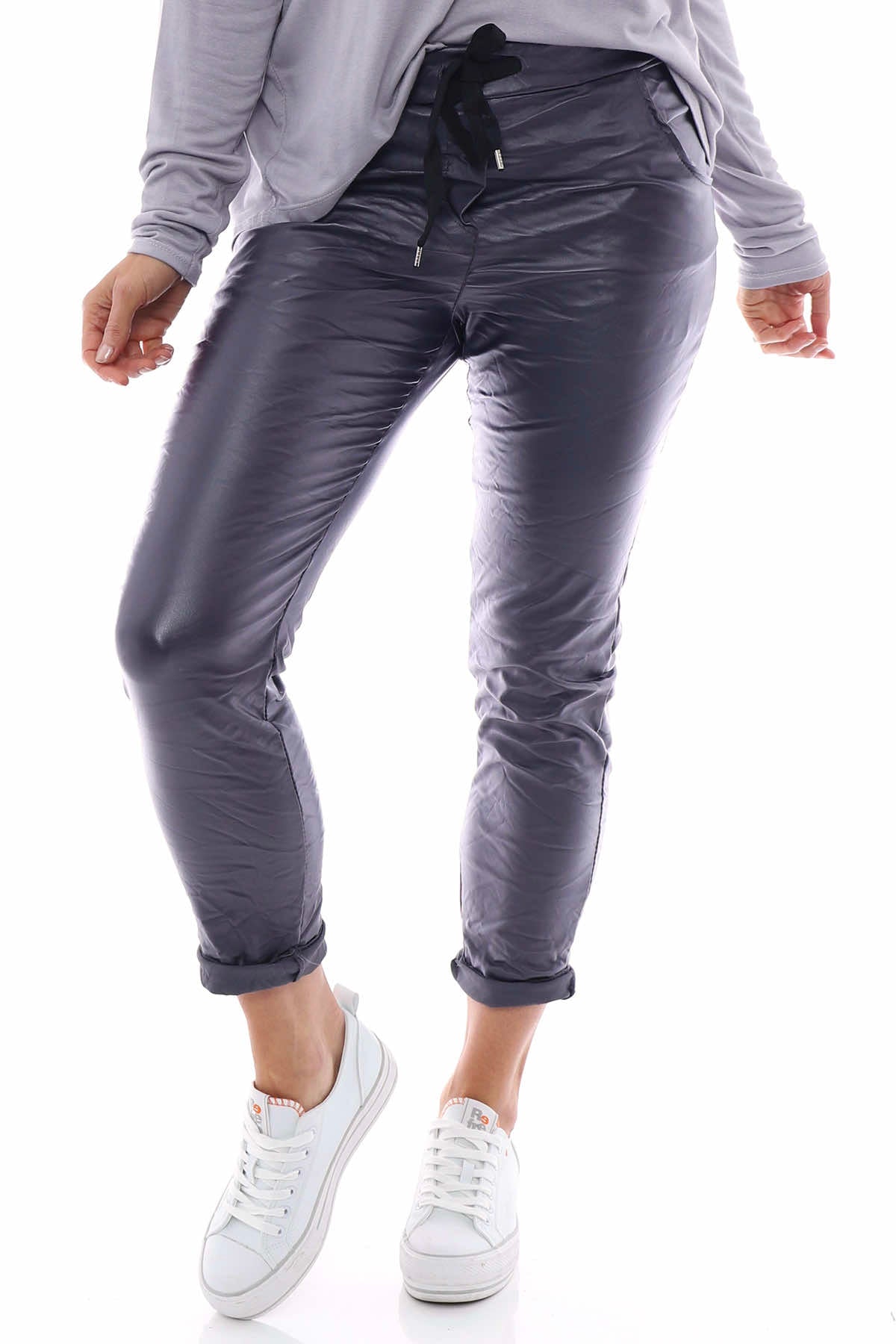 Yarwell Wet Look Joggers Charcoal