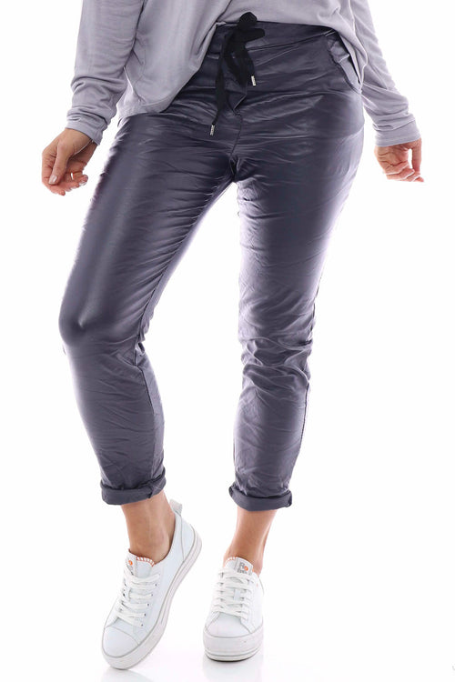 Yarwell Wet Look Joggers Charcoal - Image 4