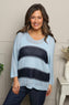 Davena Stripe Knit Top Blue