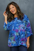 Vicki Floral Print Cotton Top Cobalt