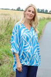 Morgan Print V-Neck Top Blue