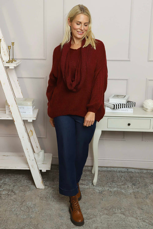 Baylin Scarf Knitted Jumper Wine - Image 2