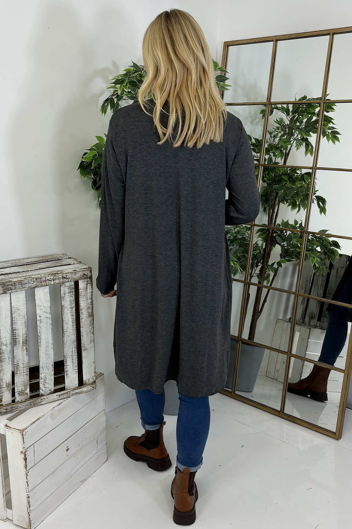 Gabi Waterfall Cardigan Charcoal