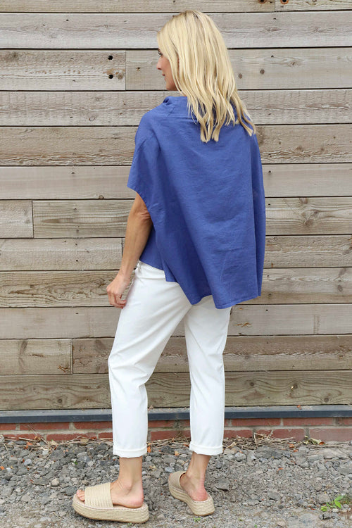 Sabella Linen Shirt Royal Blue - Image 4