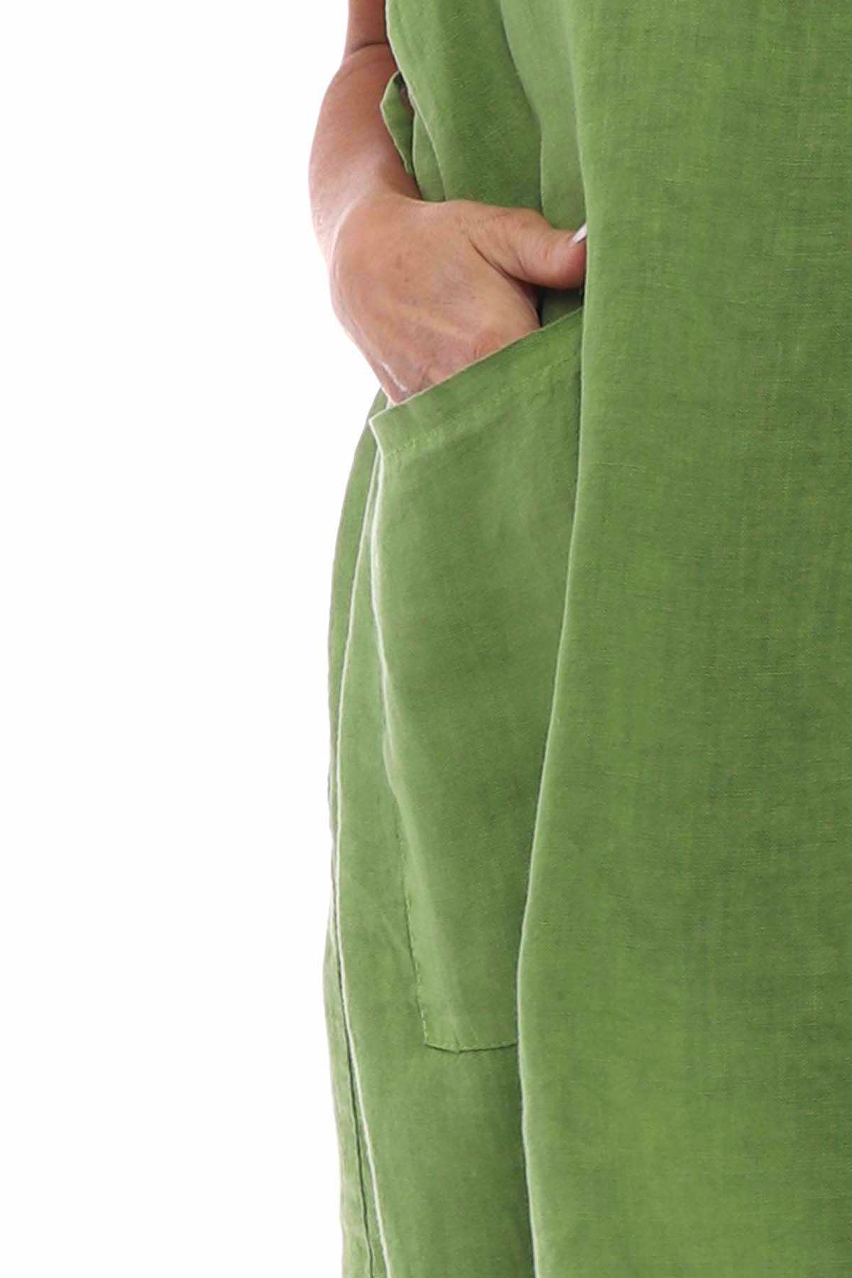 Martella Sleeveless Pocket Linen Tunic Green