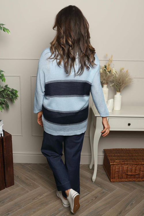 Davena Stripe Knit Top Blue - Image 4