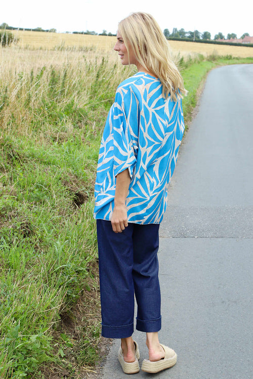 Morgan Print V-Neck Top Blue - Image 4