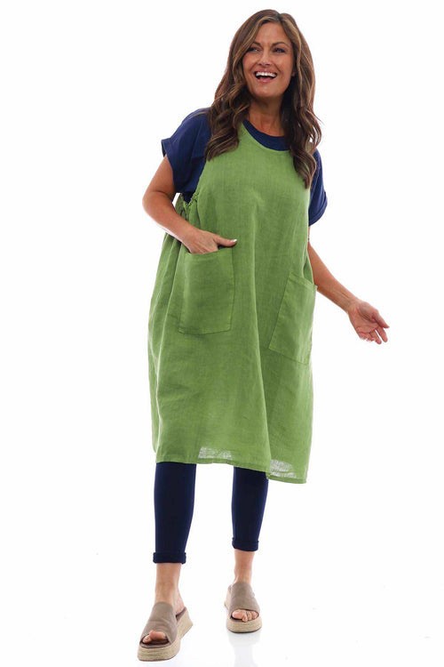 Martella Sleeveless Pocket Linen Tunic Green - Image 7