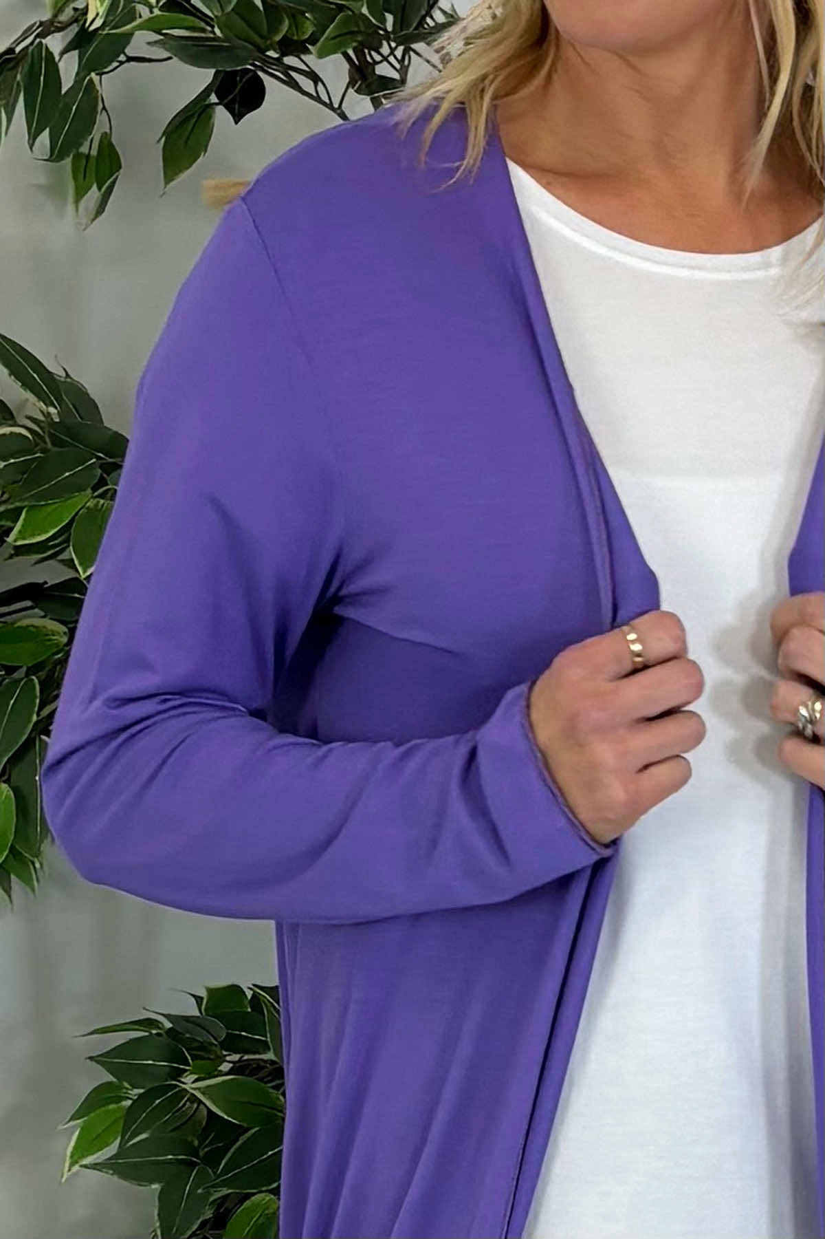 Gabi Waterfall Cardigan Purple