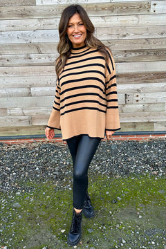 Asher Stripe Jumper Camel