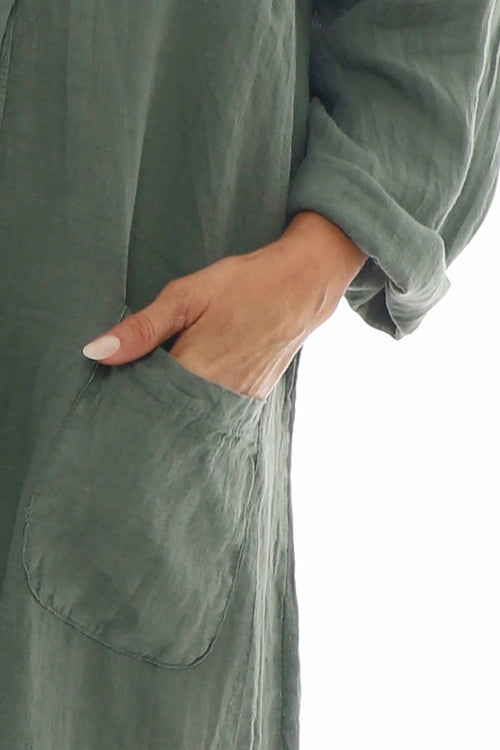 Paulton Linen Boilersuit Khaki - Image 3
