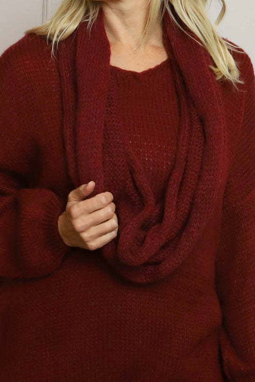 Baylin Scarf Knitted Jumper Wine - Image 3