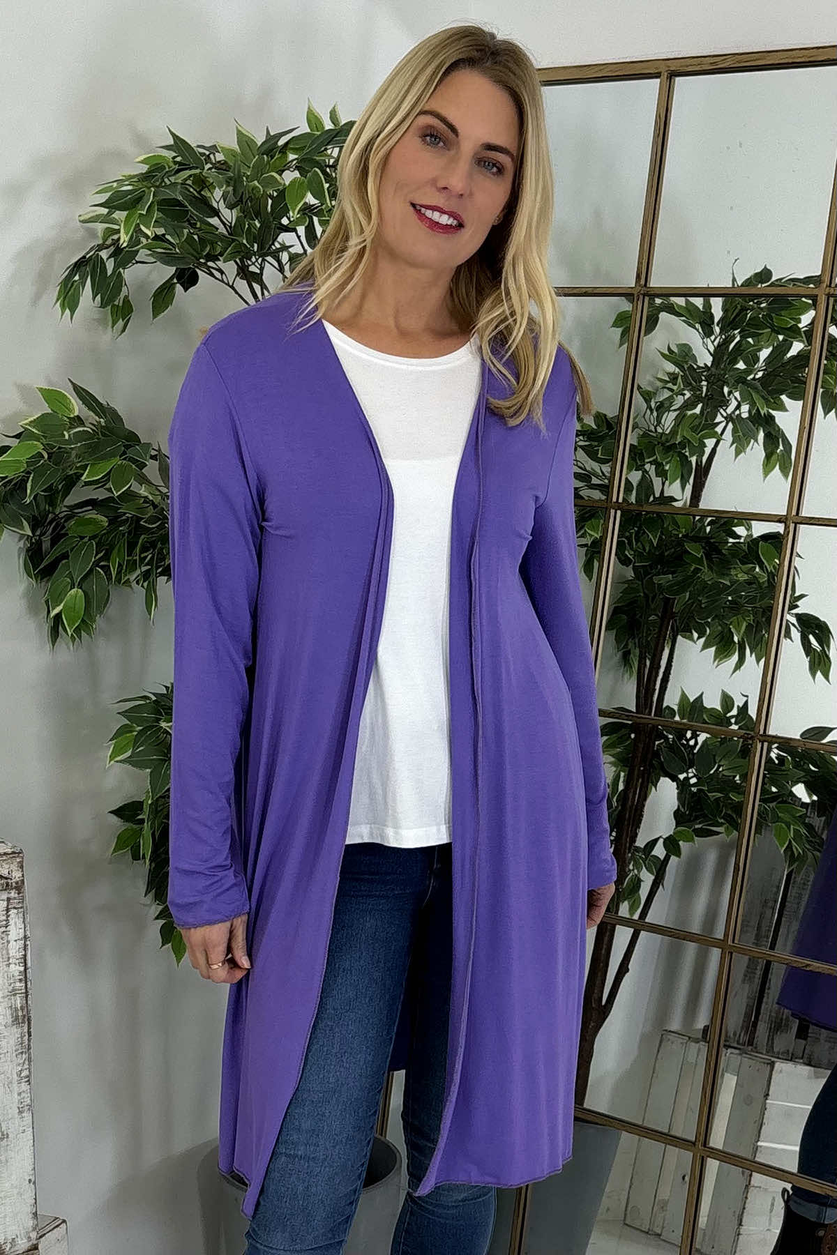 Gabi Waterfall Cardigan Purple