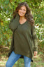 Josephine V-Neck Knitted Jumper Khaki
