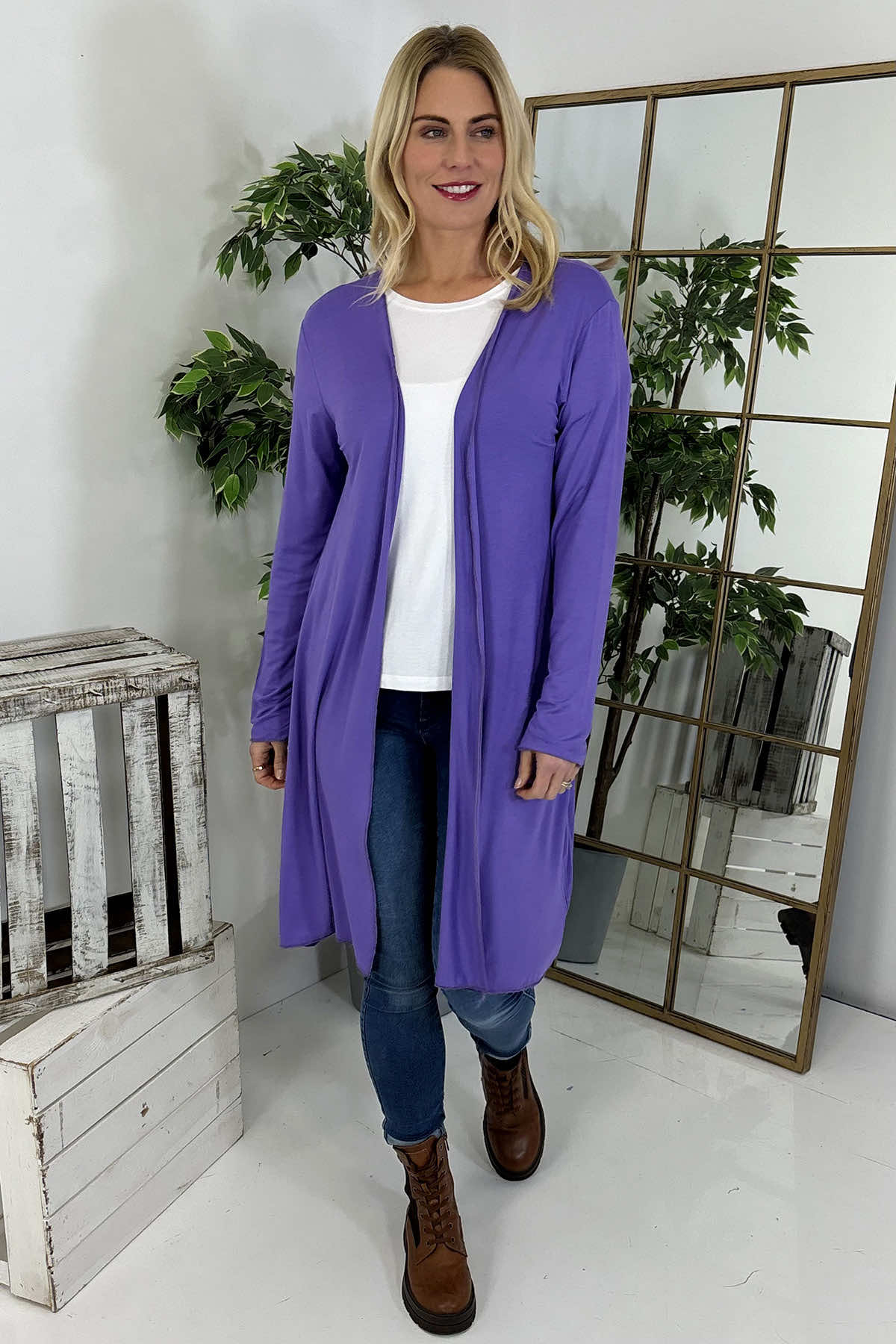 Gabi Waterfall Cardigan Purple