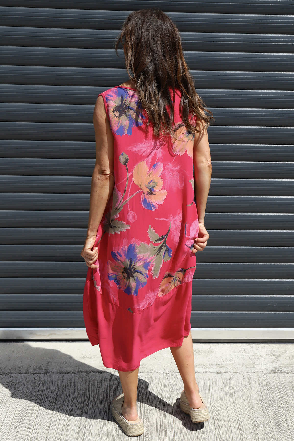 Concetta Print Sleeveless Dress Fuchsia