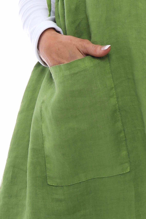 Martella Sleeveless Pocket Linen Tunic Green - Image 5