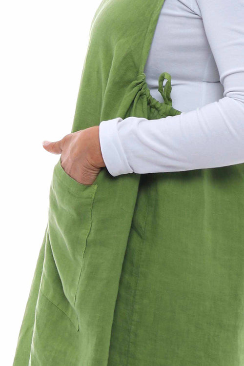 Martella Sleeveless Pocket Linen Tunic Green - Image 6