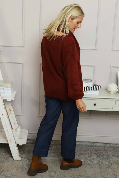 Baylin Scarf Knitted Jumper Wine - Image 4
