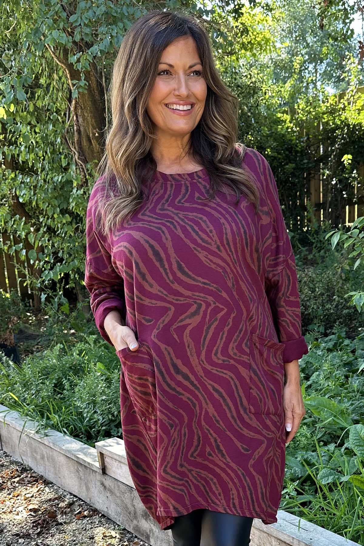 Eunice Print Cotton Tunic Wine