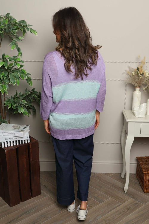 Davena Stripe Knit Top Purple - Image 4