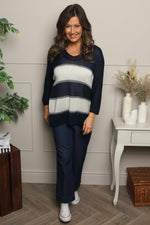 Davena Stripe Knit Top Navy Navy - Davena Stripe Knit Top Navy